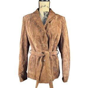 Vintage Brown Suede Womens Blazer Jacket By Bermans Size 14